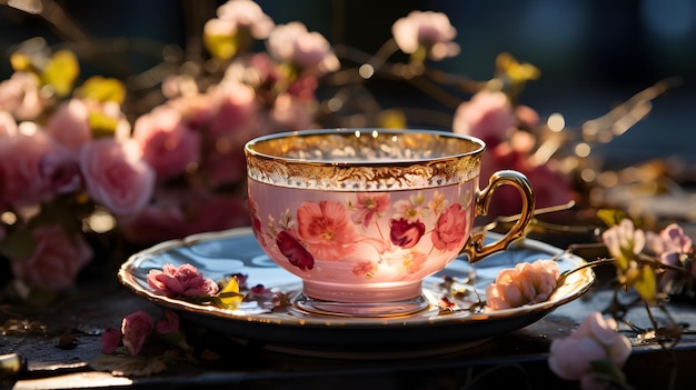 Las tazas de té en plena flor capturan la esencia del verano