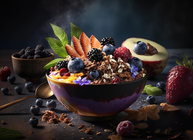 Foto tazón de acai saludable