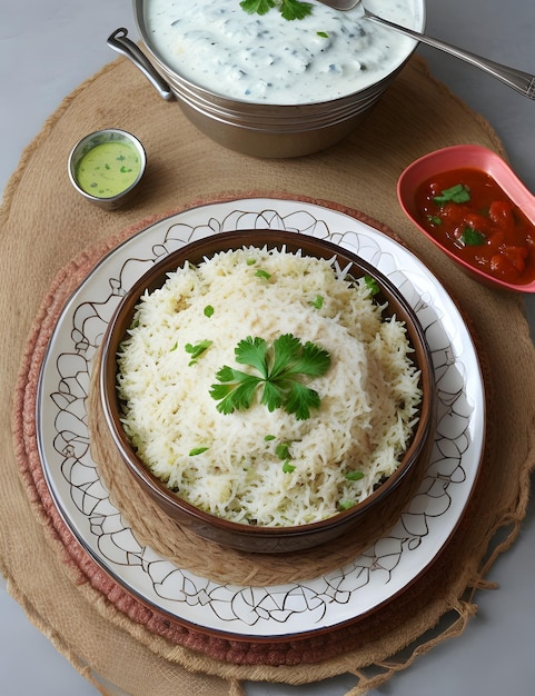 un tazón de arroz con una cuchara y un tazó de arroz