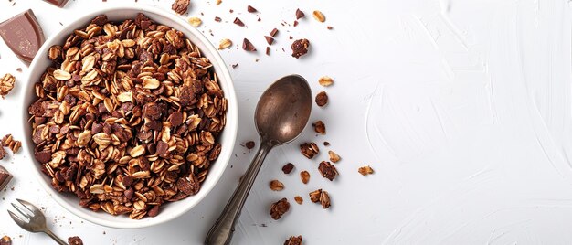 un tazón de avena se sienta junto a un tazó de avena