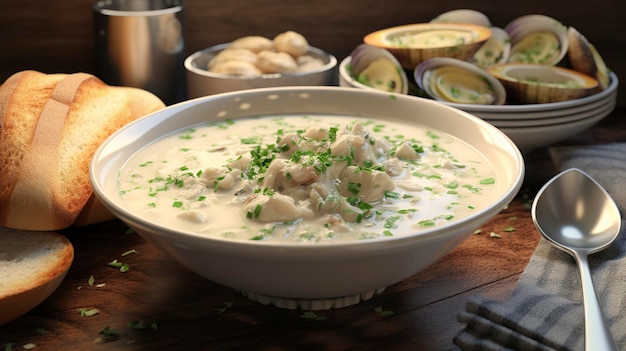 un tazón de comida con un tazo de sopa y un tazó de pollo