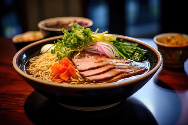 Tazón de delicioso ramen japonés para una sola ración