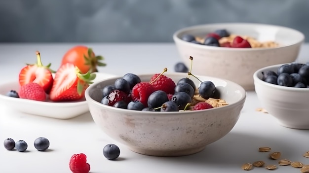 Tazón de desayuno saludable con fruta