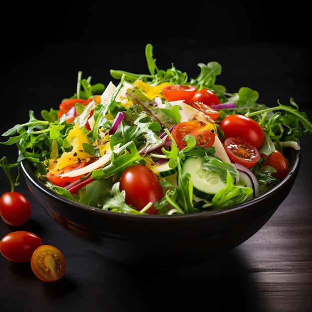 Un tazón de ensalada fresca con verduras y verduras