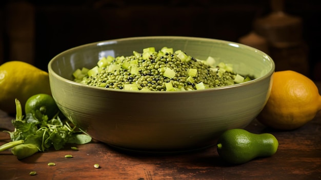 El tazón de ensalada de la luna verde