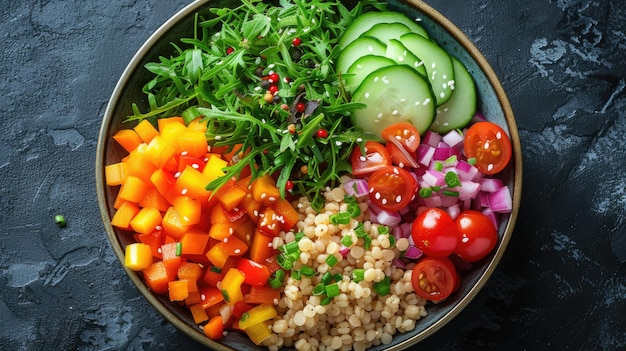 Foto un tazón de ensalada de quinoa vegana fresca