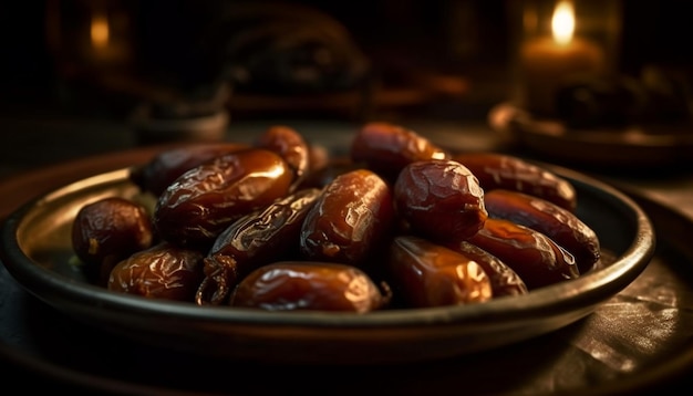 Tazón de frutas secas y nueces de bayas orgánicas generado por IA