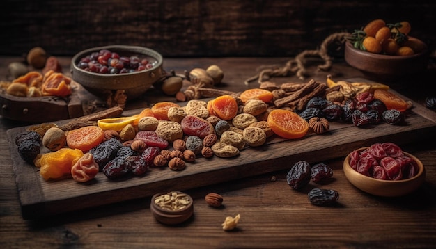 Tazón de granola saludable con un surtido de nueces generado por IA