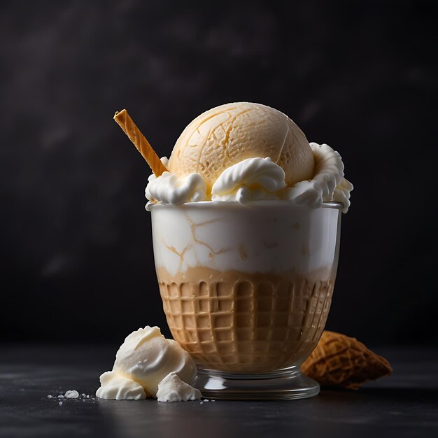 un tazón de helado con una cuchara en él