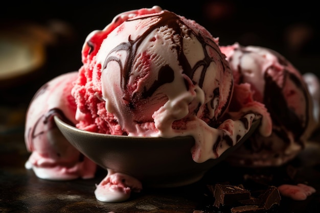 Un tazón de helado con la palabra helado