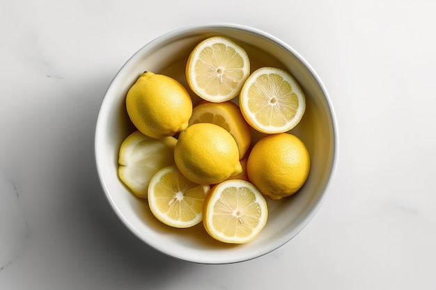 Un tazón de limones con la palabra limón