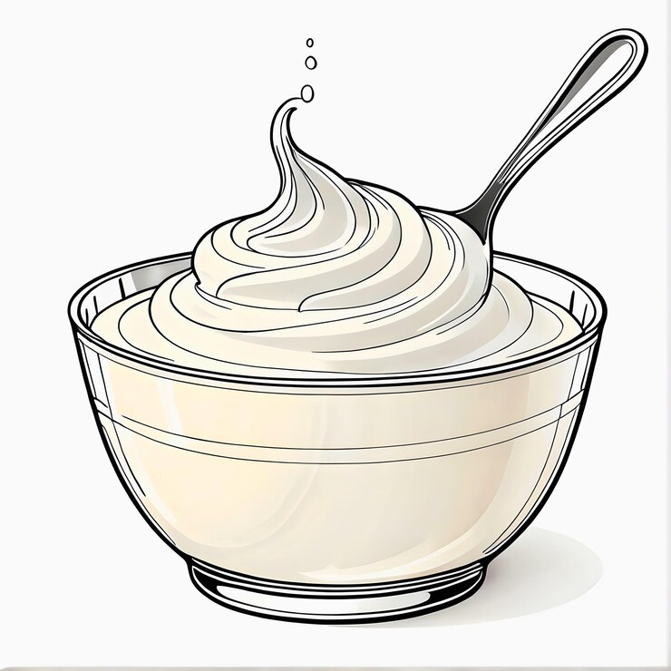 un tazón lleno de crema batida y una cuchara