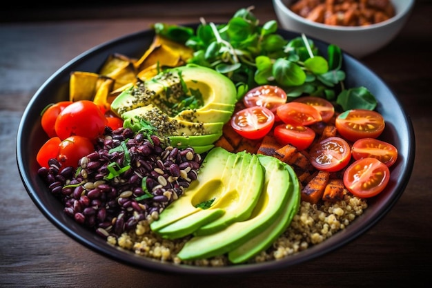 Un tazón de quinoa vegano saludable