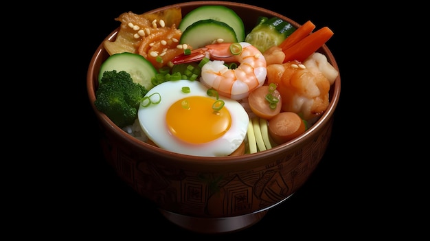 Foto un tazón de ramen japonés para una sola porción de ia generativa