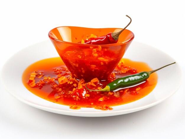 Un tazón de salsa roja con chile