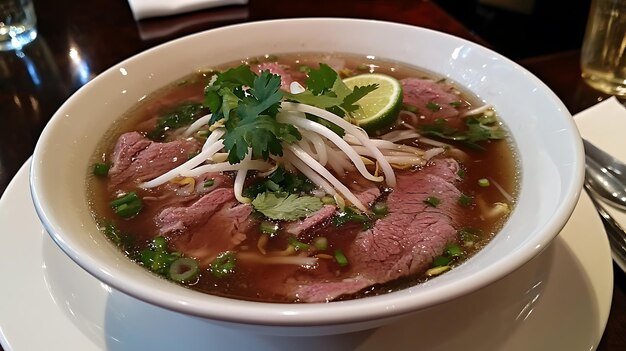 un tazón de sopa con una hoja verde en la parte superior