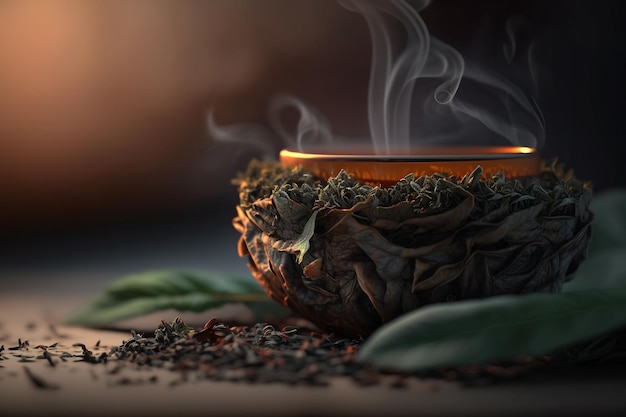 Un tazón de té del que sale humo.