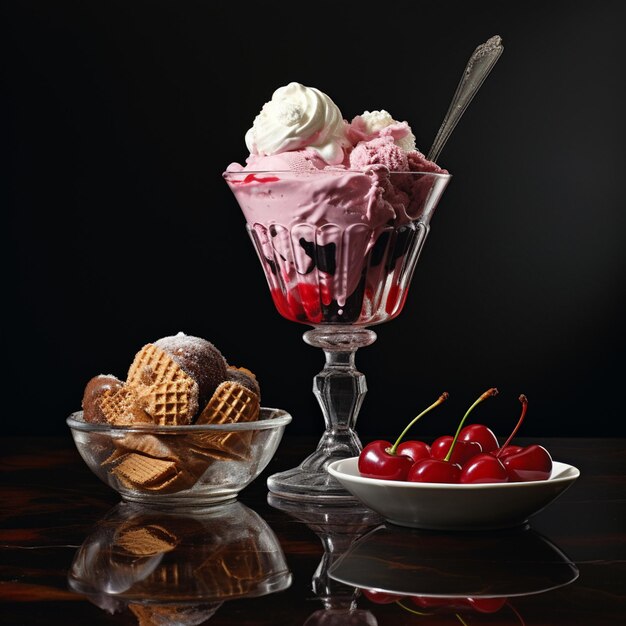 Un tazón y un vaso de helado.