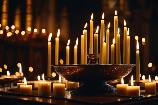 Foto un tazón de velas con un tazó de velas en él que dice votive