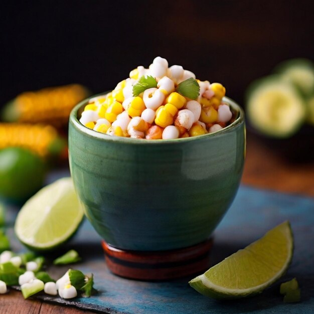 Foto un tazón verde con caramelos y limas en él