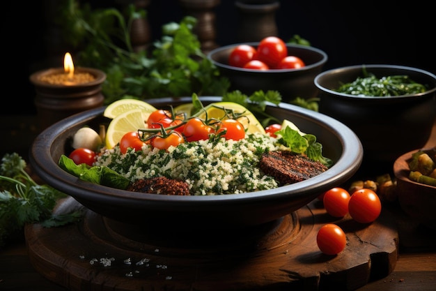 Un tazón vibrante de comida para el fitness con IA generativa estúpida