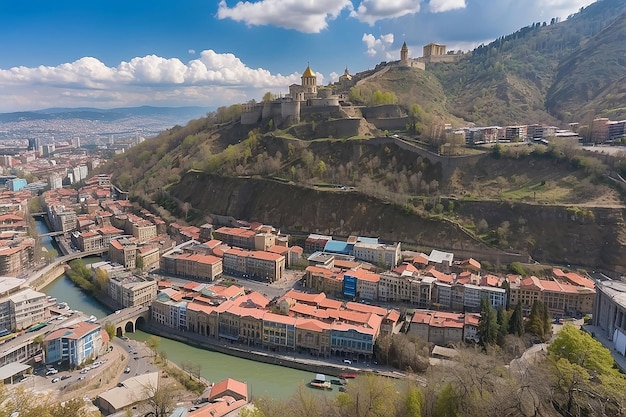 Foto tbilisi georgia 17 de março de 2018 vista da cidade de tbilisi, a capital da geórgia