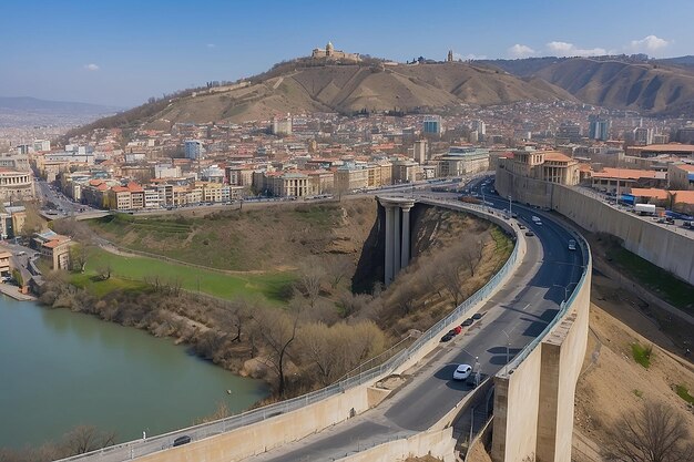 Foto tbilisi georgia 17 de março de 2018 vista da cidade de tbilisi, a capital da geórgia