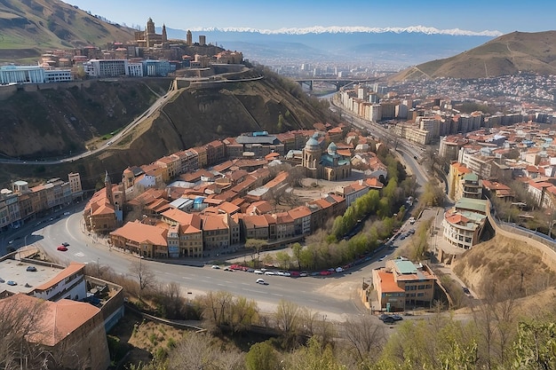 TBILISI GEORGIA 17 de março de 2018 Vista da cidade de Tbilisi, a capital da Geórgia