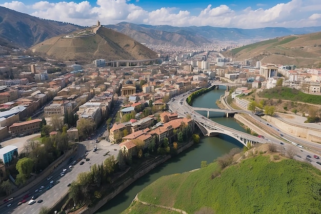 Foto tbilisi georgia 17 de marzo de 2018 vista de la ciudad de tbilisi, la capital de georgia