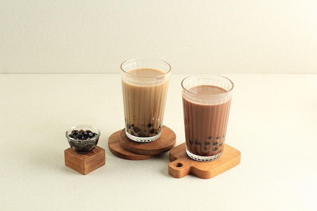 Té Boba con burbujas de leche de Taiwán con sabor a chocolate y moca