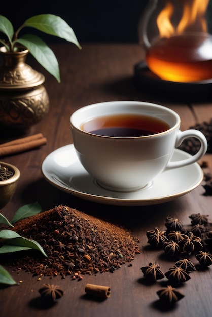 Foto té especiado eritreo hecho con hojas de té negro