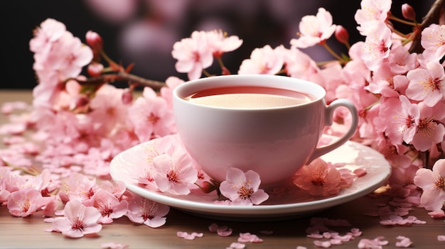 Té fragante con flores en blanco