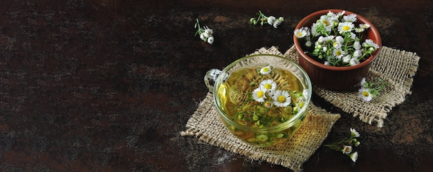 Té fresco de manzanilla. Bebida de desintoxicación a base de hierbas. Dieta de ceto.