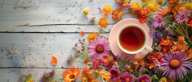 El té de hierbas florales es una delicia