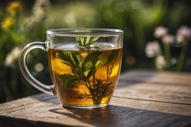 Té de hierbas frescas al aire libre