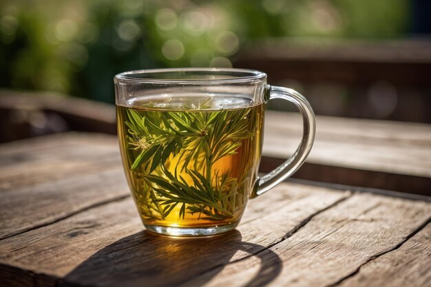 Foto té de hierbas frescas al aire libre