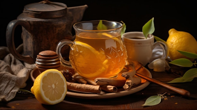 Té de jengibre con miel y limón