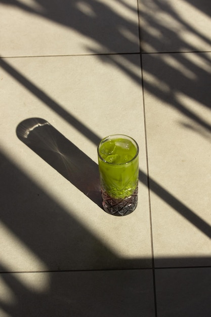 Té Matcha helado con jarabe de uva