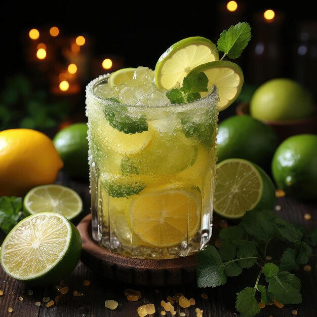 Té matcha helado con menta y limón