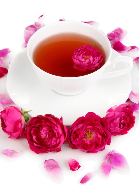 Foto té de rosas de cerca