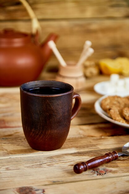 Té de la tarde, Ceremonia del té, Tetera Miel Tazas de té con galletas