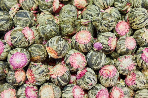 Té turco, bolas de flores secas