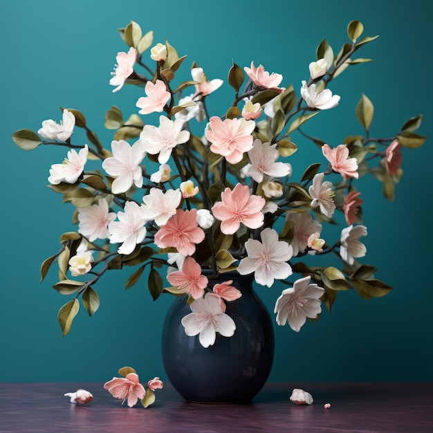 Teal And Pink 3d Jasmine Arrangement Composição floral inspirada na natureza