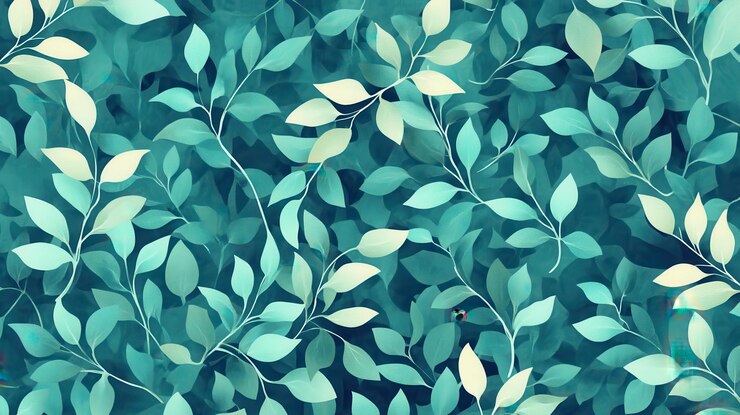 Teal Green Leaves Pattern Diseño abstracto de la naturaleza