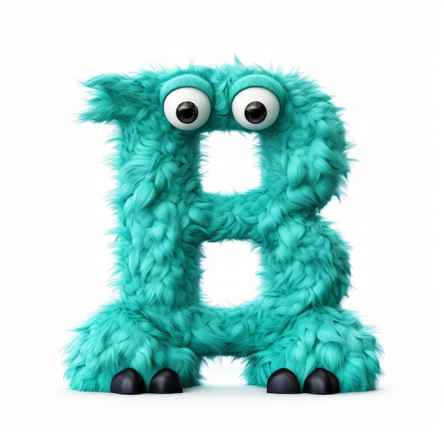 Teal Monster Letter B spielerische Typografie im Furry Art-Stil