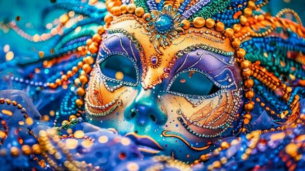 Teal und Gold Venezian Masquerade MaskxA