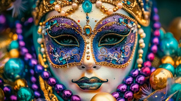 Teal und Gold Venezian Masquerade MaskxA