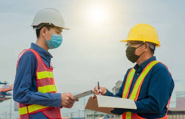 Team Engineer macht Job auf der Baustelle, Architektur-Teamwork