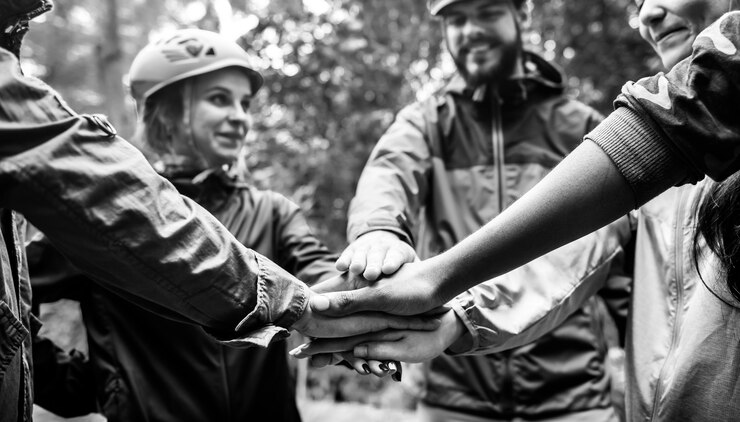 Foto team gebäude menschen im freien