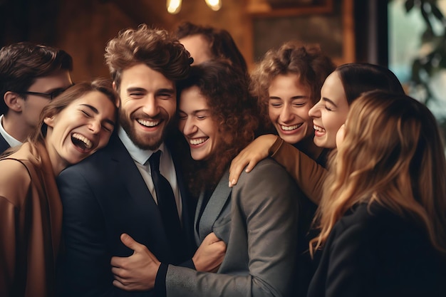 Team-Huddle bei einer Veranstaltung am Arbeitsplatz